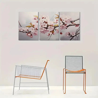 3pcs Cherry Blossom Branches Floral Metal Print Ready to Hang Art