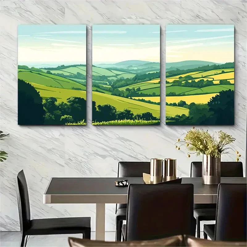 3pcs Somerset Devon National Park Landscape Metal Print Ready to Hang Art