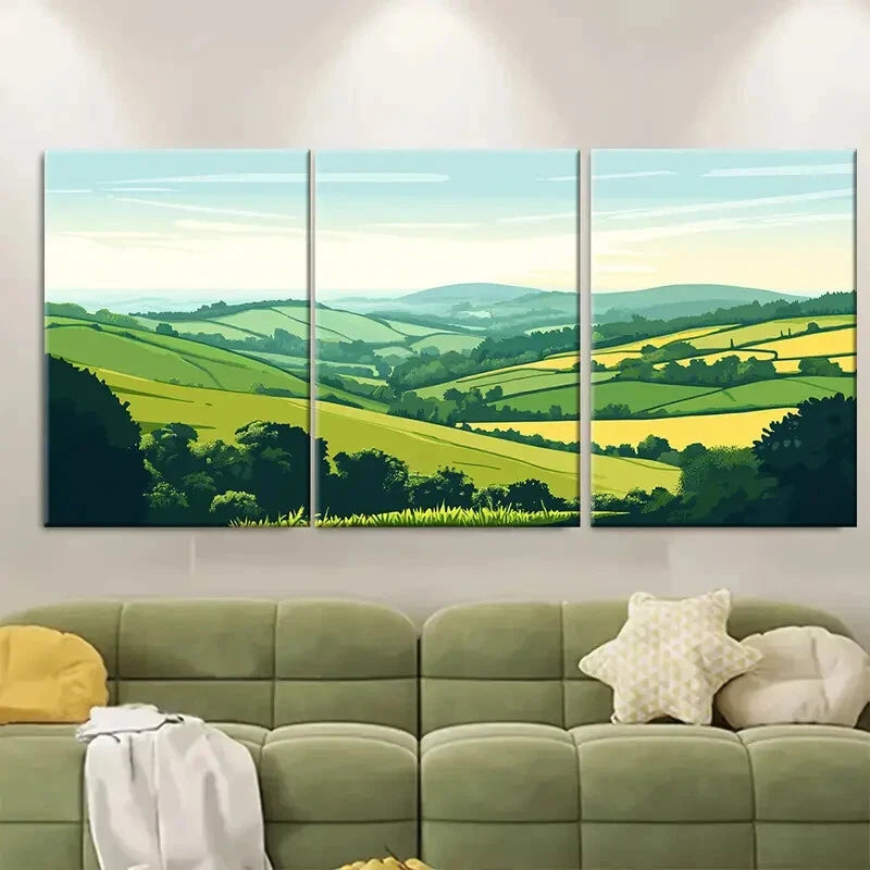 3pcs Somerset Devon National Park Landscape Metal Print Ready to Hang Art