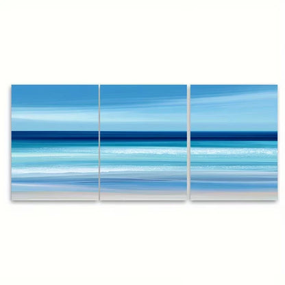 3pcs Minimalist Beach-Themed Metal Print Ready to Hang Art