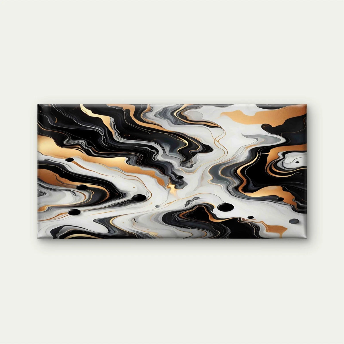 Abstract Black White Gold Swirl Wall Art Canvas Office Home Room Framed 120x60cm