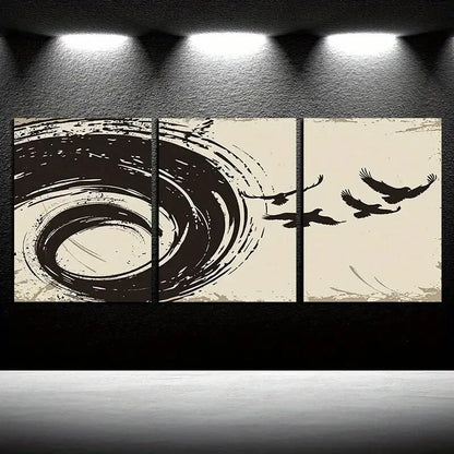 3pcs Modern Eagle Spiral Abstract Design Metal Print Ready to Hang Art