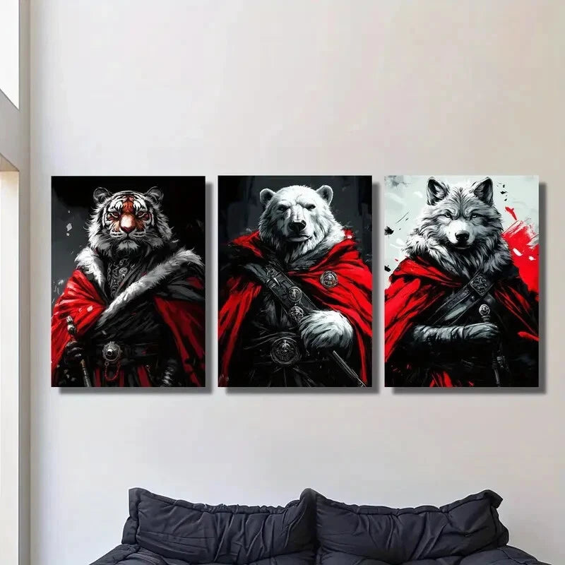 3pcs Fantasy animal guardian, cloaked Metal Print Ready to Hang Art