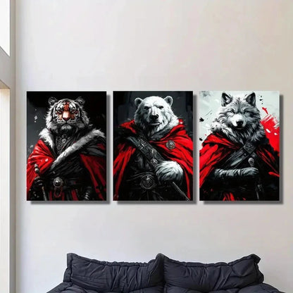3pcs Fantasy animal guardian, cloaked Metal Print Ready to Hang Art