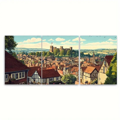 3pcs Ludlow England Travel Shropshire Poster Metal Print Ready to Hang Art