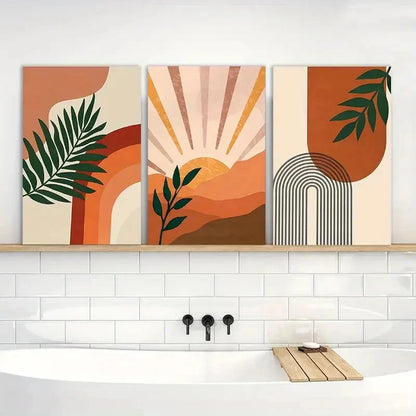 3pcs Mid Century Painting Boho Wall Art Metal Print Ready to Hang Art