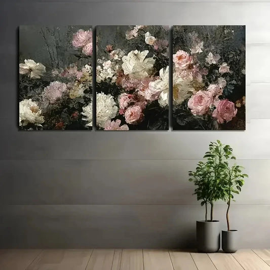 3pcs Painting Array Of Flowers Including Wall Art Set Canvas Framed 50x70cm - High Quality Print 100% Australian Made Wall Canvas Ready to Hang