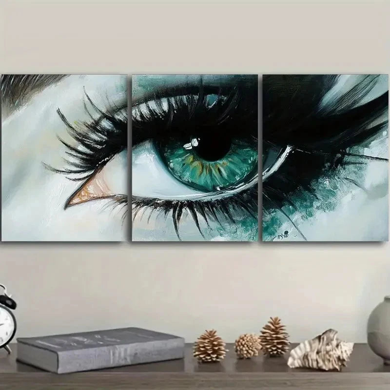 3pcs Eye Gaze Painting Metal Print Ready to Hang Art