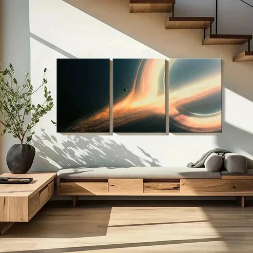 3pcs Space Planet Black Hole Interstellar Wall Art Canvas Unframed - High Quality Print 100% Australian Made Wall Canvas