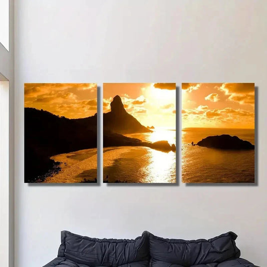 3pcs sunset photography, coastal scenery Metal Print Ready to Hang Art
