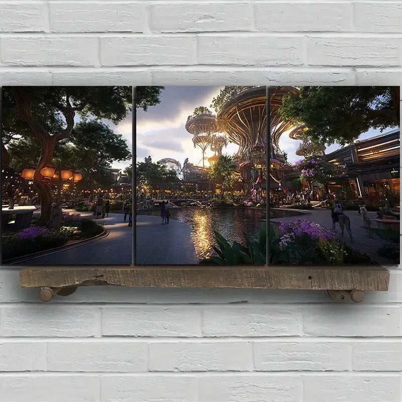 3pcs Beautiful Estate Painting Metal Print Ready to Hang Art