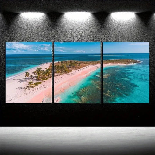 3pcs Vibrant Pink Beach Scenery Wall Art Set Canvas Framed 40x60cm - High Quality Print 100% Australian Made Wall Canvas Ready to Hang - Bella Home Decor