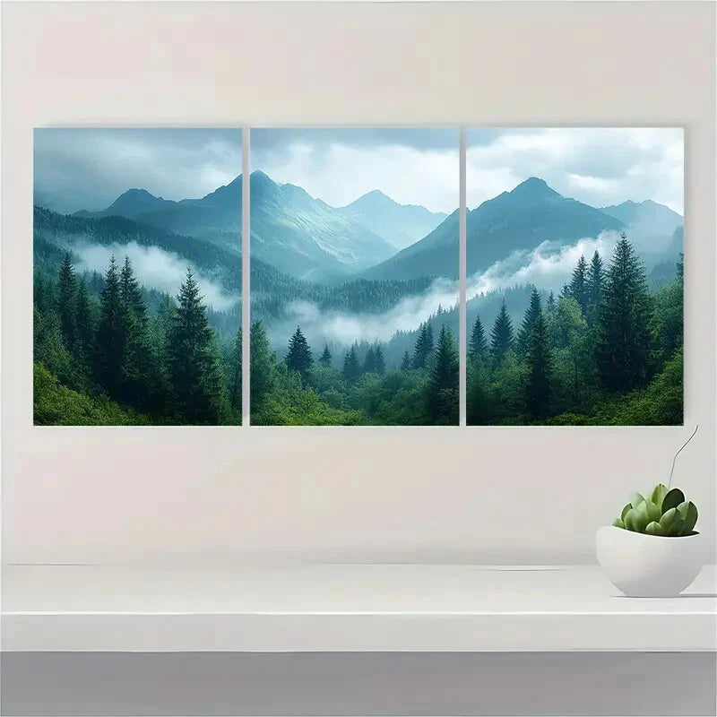 3pcs Mountain Landscape Vintage Photography Metal Print Ready to Hang Art