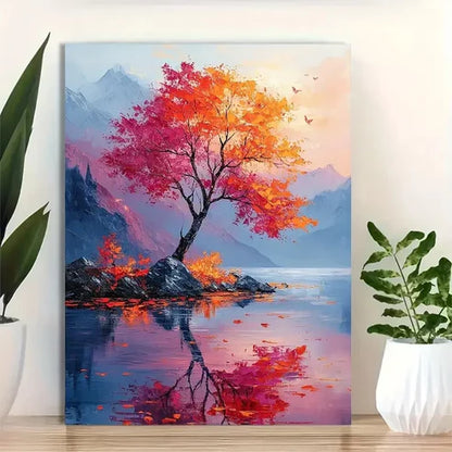 Beautiful Minimalist Vibrant Autumn Landscape 60x90cm Metal Print Ready to Hang