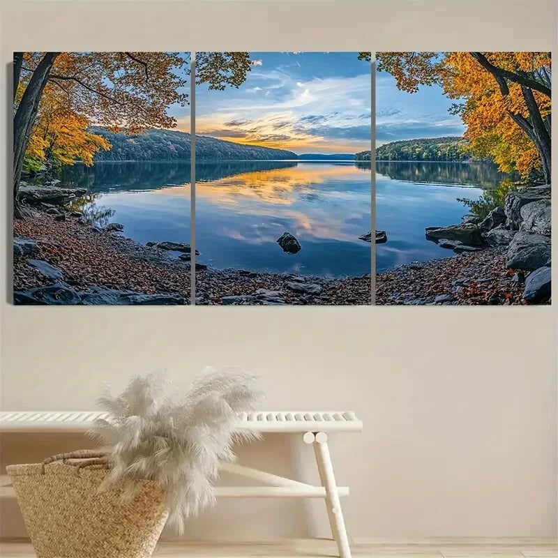 3pcs Shenango River Lake Pennsylvania Scene Metal Print Ready to Hang Art