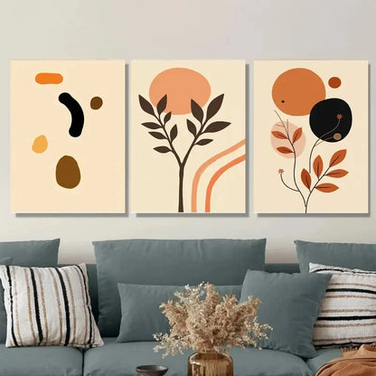 3pcs Abstract Modern Minimalist Botanical Metal Print Ready to Hang Art
