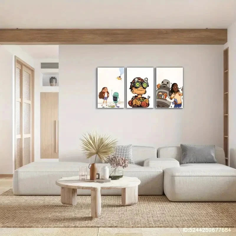 3pcs Robot Prints in Modern Art Style Decorative Metal Print Ready to Hang Art
