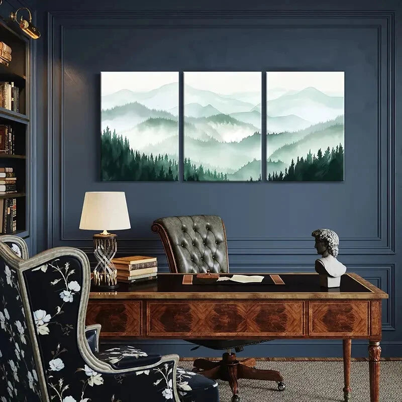 3pcs Forest Landscape Mountain View Nature Scenery Metal Print Ready to Hang Art