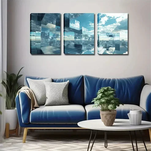 3pcs Abstract Urban Structure Wall Art Canvas Unframed - High Quality Print 100% Australian Made Wall Canvas