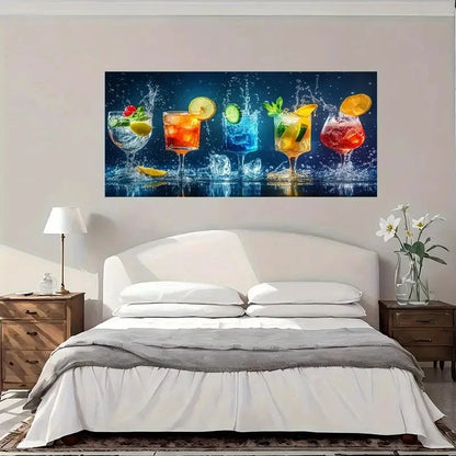 Vintage Modern Cocktail Wall Art Canvas Office Home Room Framed 120x60cm