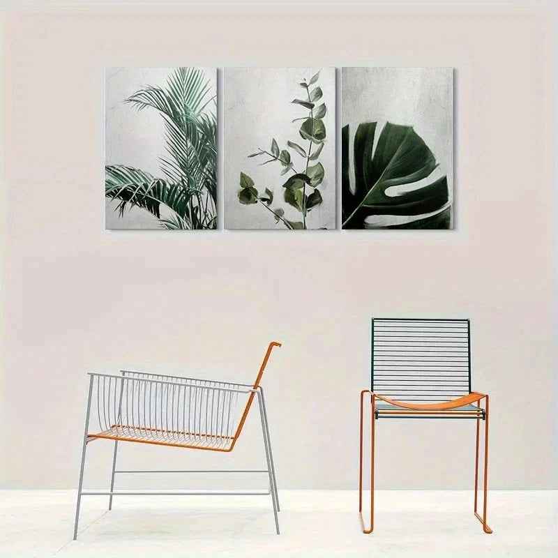 3pcs Modern Abstract Leaf Pattern Metal Print Ready to Hang Art