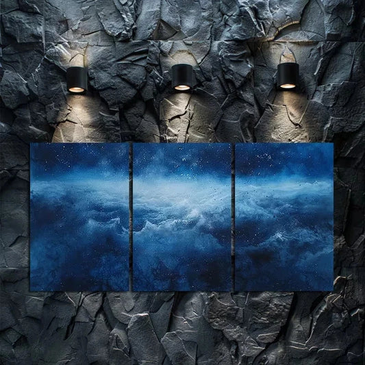 3pcs Abstract Sky and Clouds Oil Painting Metal Print Ready to Hang Art