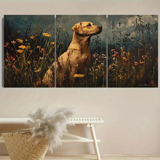 3pcs Moody Dark Wildflower hunting dog Metal Print Ready to Hang Art