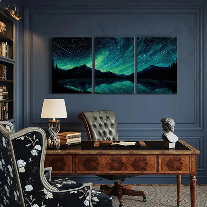 3pcs Starry Night Sky Mountain Landscape Metal Print Ready to Hang Art - Bella Home Decor