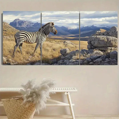3pcs Mountain Zebra Wall Art Set Canvas Unframed - High Quality Print 100% Australian Made Wall Canvas