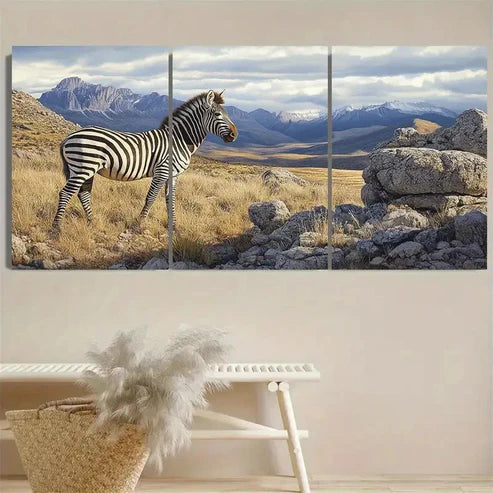 3pcs Mountain Zebra Wall Art Set Canvas Unframed - High Quality Print 100% Australian Made Wall Canvas
