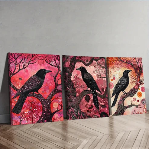 3pcs The psychic crow Wall Art Set Canvas Unframed - High Quality Print 100% Australian Made Wall Canvas