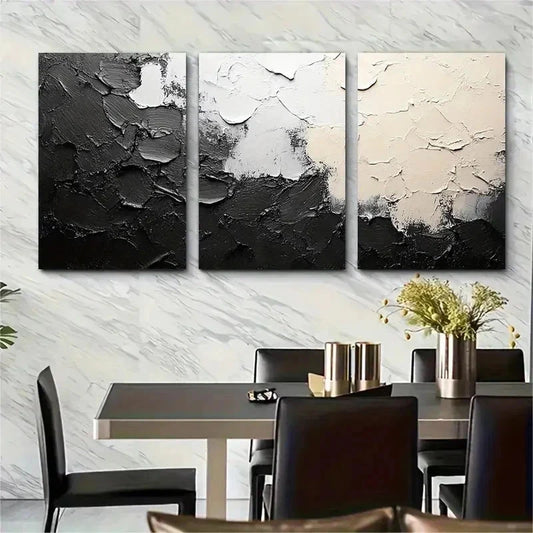 3pcs Shades Of Grey Minimalist Perfect Wall Art Set Canvas Framed 50x70cm - High Quality Print 100% Australian Made Wall Canvas Ready to Hang