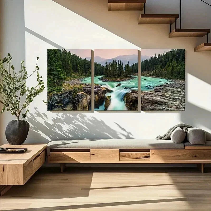3pcs Natural Landscape Forest Waterfall Wall Art Set Canvas Framed 40x60cm - High Quality Print 100% Australian Made Wall Canvas Ready to Hang