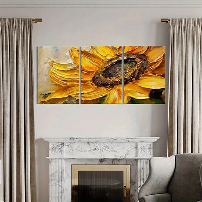 3pcs Sunflower Art Vibrant Colors Painting Metal Print Ready to Hang Art