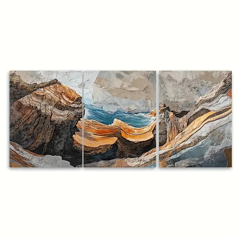 3pcs Hawaii Na Vibrant Blue Ocean & Rocky Cliffs Wall Art Set Canvas Framed 60x90cm - High Quality Print 100% Australian Made Wall Canvas Ready to Hang