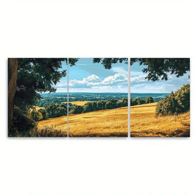 3pcs English Countryside Scenery Surrey Hills Metal Print Ready to Hang Art