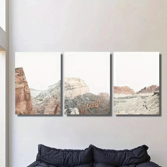 3pcs Desert Mountain Travel Poster, Metal Print Ready to Hang Art