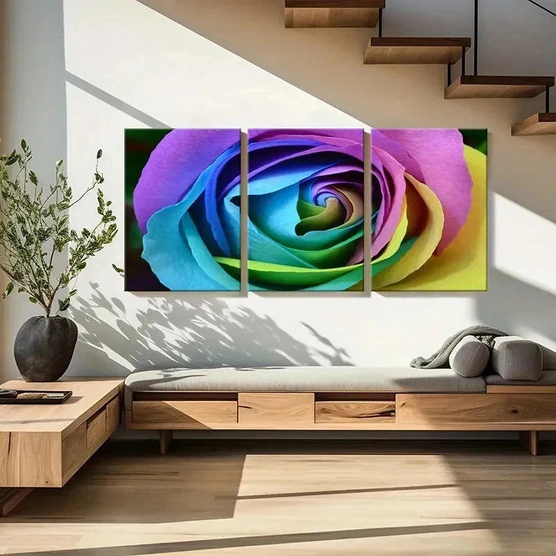 3pcs Colorful Rose Bright Floral Deco Wall Art Set Canvas Framed 40x60cm - High Quality Print 100% Australian Made Wall Canvas Ready to Hang