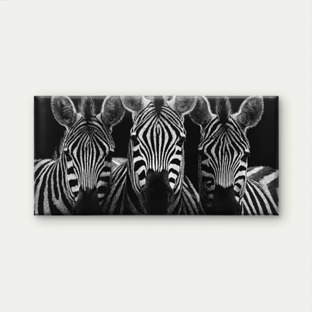 Zebra Triple Monochrome Wall Art Canvas Office Home Room Framed 120x60cm