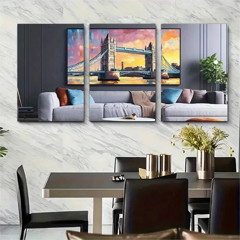 3pcs Tower Bridge London City Metal Print Ready to Hang Art