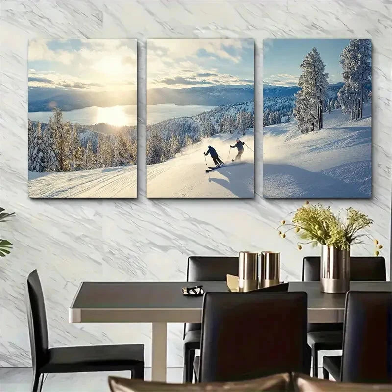 3pcs Lake Tahoe Ski Resort Poster Palisades Metal Print Ready to Hang Art