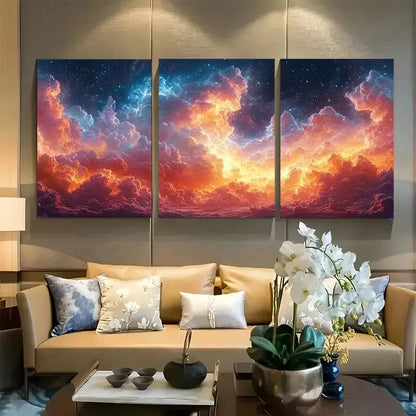 3pcs Trippy Psychedelic Surrealist Cloud Metal Print Ready to Hang Art