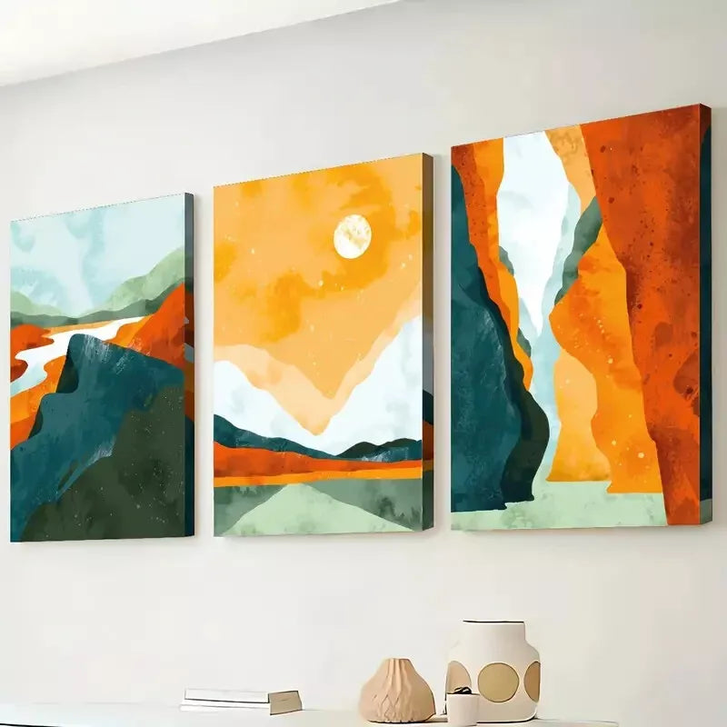 3pcs Abstract Scandinavian And Bohemian Nature Art Canvas Framed 40x60cm - High Quality Print 100% Australian Made Wall Canvas Ready to Hang