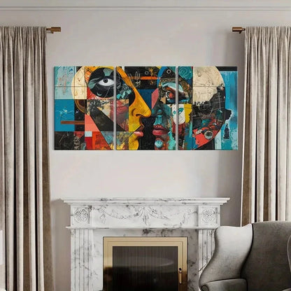 3pcs Abstract Geometric Shapes Vibrant Colors Metal Print Ready to Hang Art