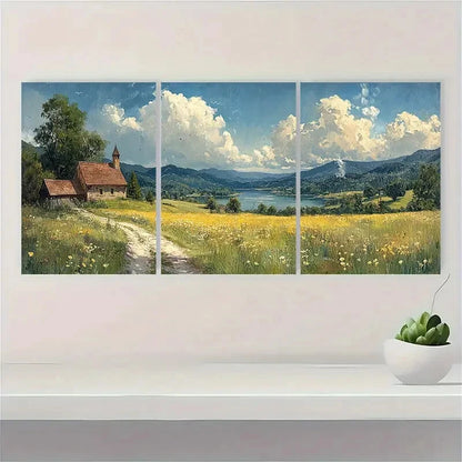 3pcs Housatonic Valley Landscape Art Painting Metal Print Ready to Hang Art