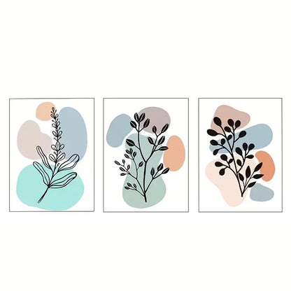 3pcs Modern Abstract Boho Leaf Art Prints  Wall Art Set Canvas Framed 60x90cm - High Quality Print 100% Australian Made Wall Canvas Ready to Hang