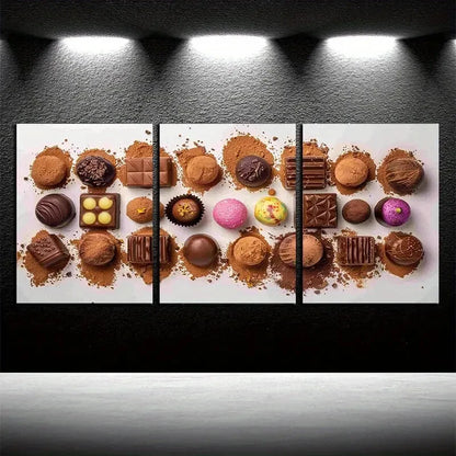 3pcs Chocolate Arrangement Illustration Metal Print Ready to Hang Art