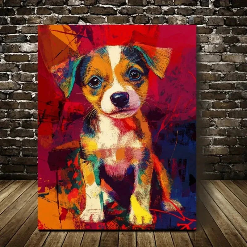 Beautiful Modern Abstract Cute Puppy Painting  40x60cm Metal Print Ready to Hang