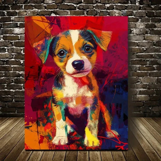 Beautiful Modern Abstract Cute Puppy Painting  40x60cm Metal Print Ready to Hang