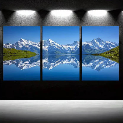 3pcs Mountain Lake in The Alps Canvas Framed 60x90cm - High Quality Print 100% Australian Made Wall Canvas Ready to Hang